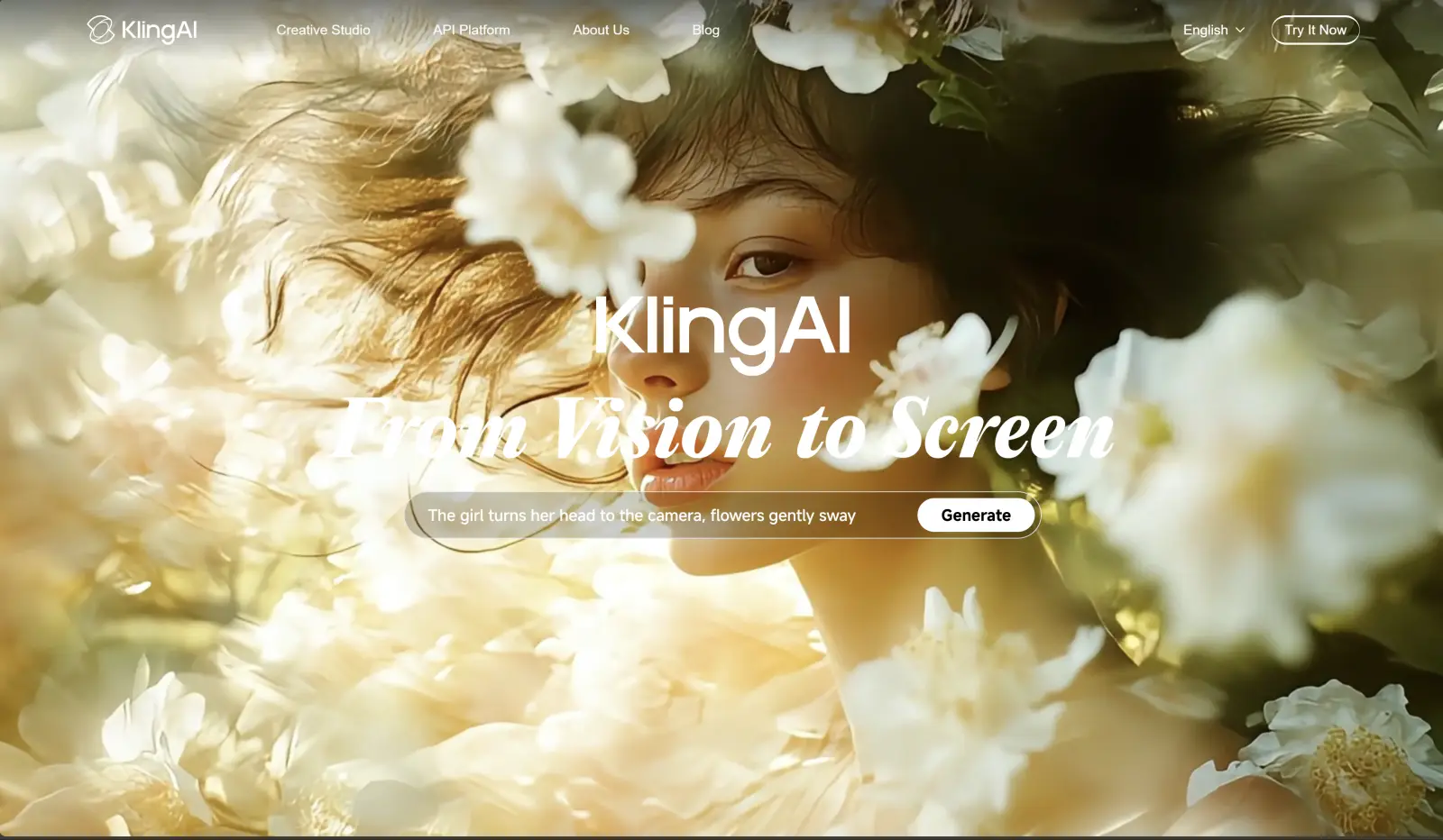 Kling AI interface — prompt controls and render queue